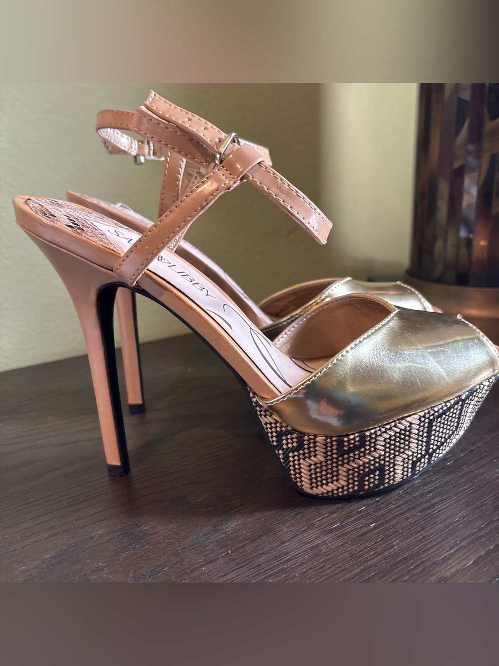 Sam & Libby Gold and nude Platform Stiletto Sandals